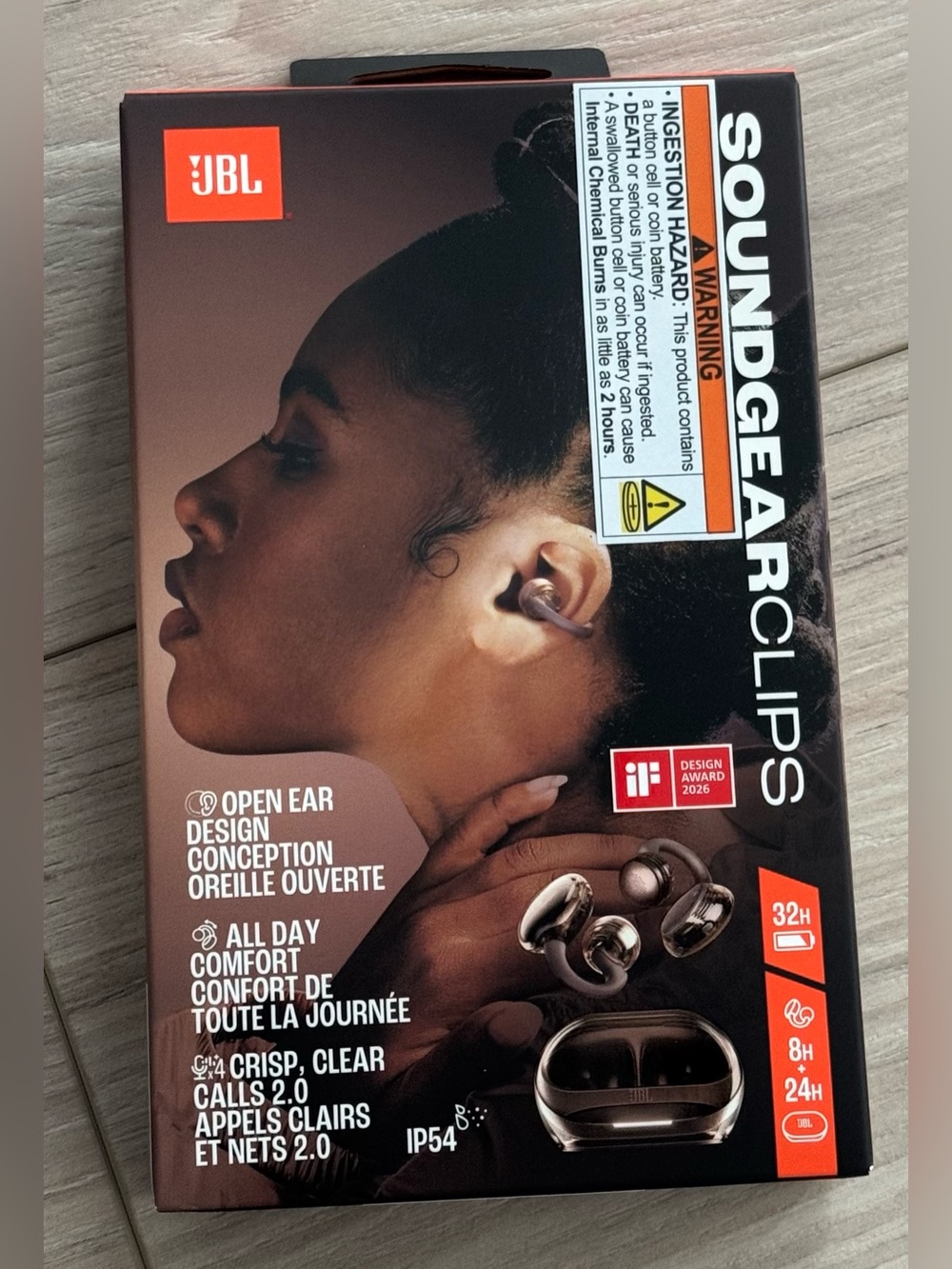JBL Soundgear Clips Wireless Open-Ear Earbuds — Copper Color New In Box